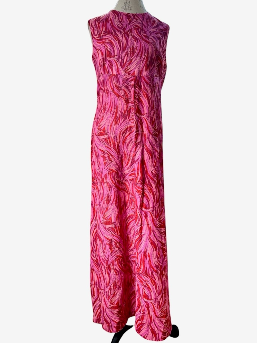 Handmade vintage 70’s barkcloth dopamine Hawaiian style‎ maxi dress Medium